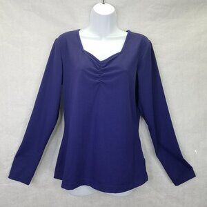 Merrell Mara Shirt Women's M Opti-Wick Performance Top Ruched Purple Gorpcore